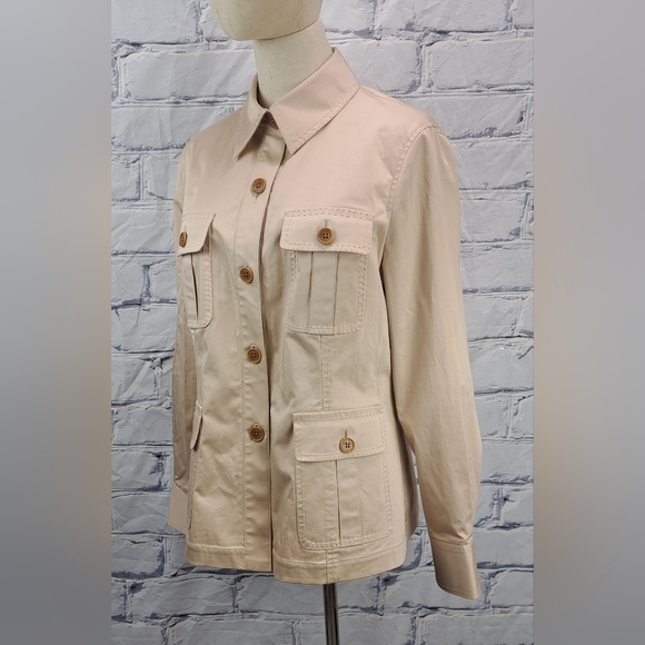Brooks Brothers Women's Cargo Safari Jacket Stretch Cotton HQ Beige Size 10 US - Picture 2 of 12